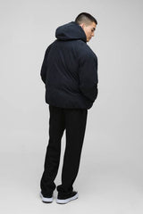 Man Extreme Heavy Padded Hooded Puffer Coat In Black