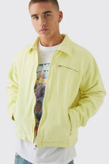 Washed Padded Twill Worker Jacket In Yellow