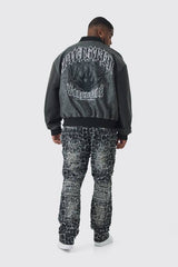 Plus Extreme Patchwork Double Layered Flared Jeans
