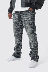 Plus Extreme Patchwork Double Layered Flared Jeans