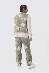 Relaxed Fit Star Patchwork Applique Jeans