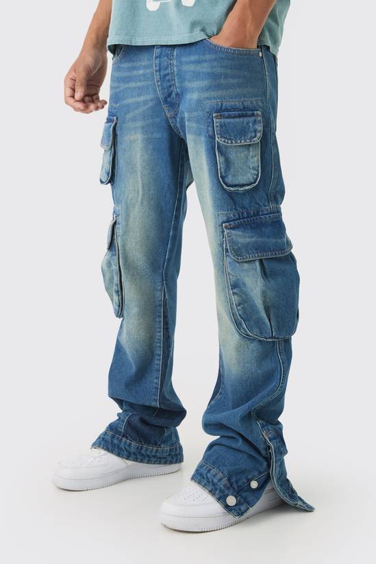 Slim Flared Cargo Gusset Jeans