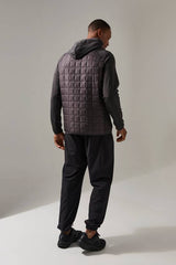 Man Active Check Quilted Zip Through Hoodie