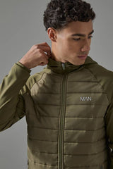 Man Active Quilted Zip Through Hoodie