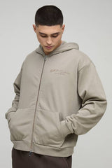Oversized Boxy Heavyweight Zip Through Hoodie