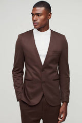 Slim Collarless Jersey Blazer