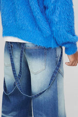 Extreme Washed Strap Detail Relaxed Fit Jeans