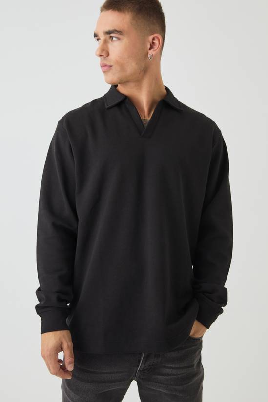 Regular Fit Heavyweight Interlock V Neck Polo