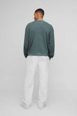 Extended Neck Boxy Man Woven Tab Waffle Sweatshirt