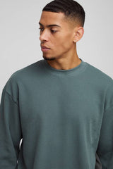 Extended Neck Boxy Man Woven Tab Waffle Sweatshirt