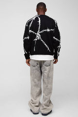 Oversized Boxy Barbed Wire Jacquard Knitted Jumper