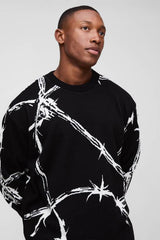 Oversized Boxy Barbed Wire Jacquard Knitted Jumper