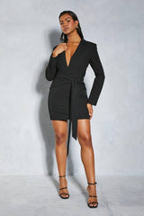 Premium Tie Front Blazer Dress