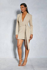 Premium Tie Front Blazer Dress