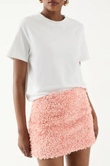 Floral Applique Low Waist Mini Skirt