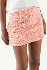 Floral Applique Low Waist Mini Skirt