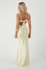 Premium Satin Bow Back Bias Cut Bridesmaid Dress