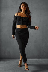 Tailored Bardot Button Down Top