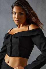 Tailored Bardot Button Down Top