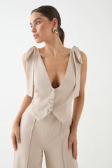 Tailored Tie Shoulder Waistcoat Jumpsuit