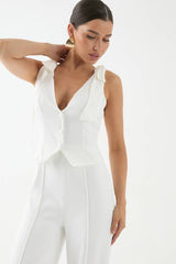 Tailored Tie Shoulder Waistcoat Jumpsuit