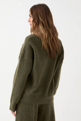Oversized Knitted V Neck Rib Detail Jumper