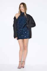 Premium Mixed Sequin Backless Mini Dress