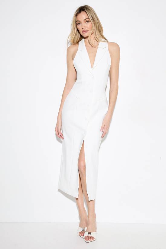 Premium Open Back Waistcoat Midi Dress