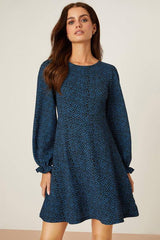 Petite Blue Spot Printed Mini Dress