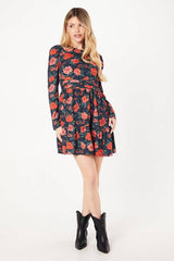 Floral Ruffle Hem Mini Dress