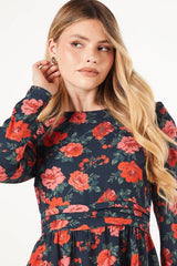 Floral Ruffle Hem Mini Dress
