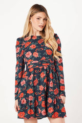 Floral Ruffle Hem Mini Dress