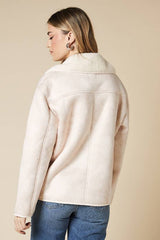 Button Through Borg Aviator Jacket