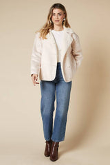 Button Through Borg Aviator Jacket