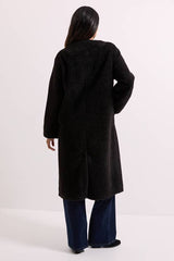 Toggle PU Detail Borg Coat