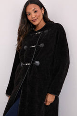 Toggle PU Detail Borg Coat