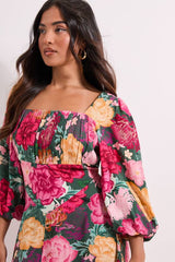 Petite Ruched Bust Drop Waist Midi Dress