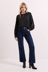Lace Insert Long Sleeve Blouse