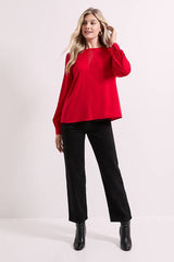 Lace Insert Long Sleeve Blouse