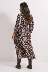Petite Shirred Detail Blouson Sleeve Midi Dress