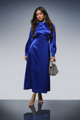 Petite DP Luxe Blouson Empire Sleeve Seam Detail Midi Dress