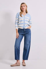 Stripe V Neck Knit Cardigan
