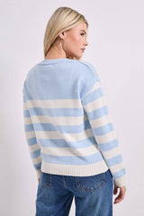 Stripe V Neck Knit Cardigan