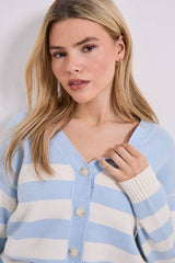Stripe V Neck Knit Cardigan