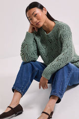 Petite Cable Pointelle Crew Neck Jumper