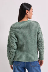 Petite Cable Pointelle Crew Neck Jumper