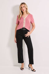 V Neck Short Sleeve Sequin T-Shirt