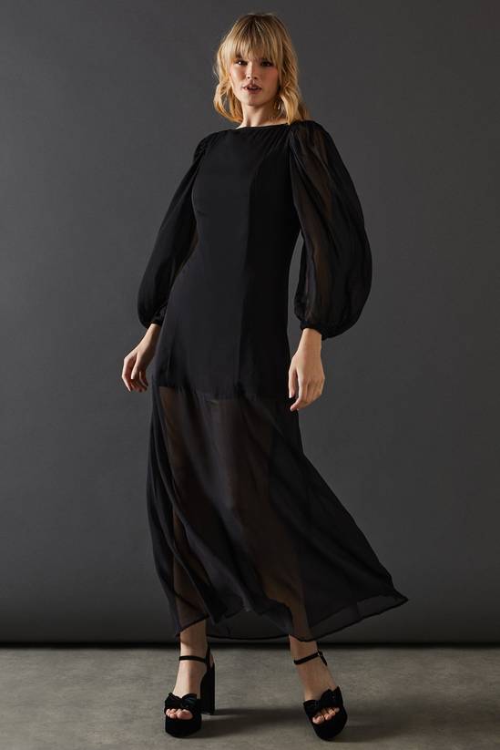 Chiffon Long Sleeve Maxi Dress
