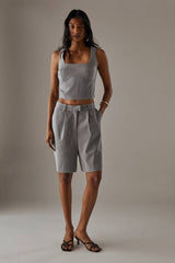 Tailored High Waisted Bermuda Shorts