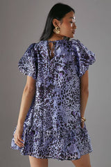 Petite Organza Puff Sleeve Swing Mini Dress